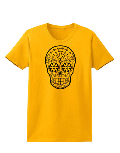 Color Your Own Dia de los Muertos Calavera Womens T-Shirt-Womens T-Shirt-TooLoud-Gold-X-Small-Davson Sales