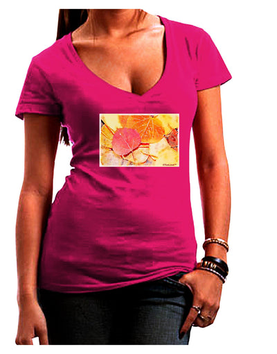 Colorado - Autumn WaterColor Juniors V-Neck Dark T-Shirt-Womens V-Neck T-Shirts-TooLoud-Hot-Pink-Juniors Fitted Small-Davson Sales