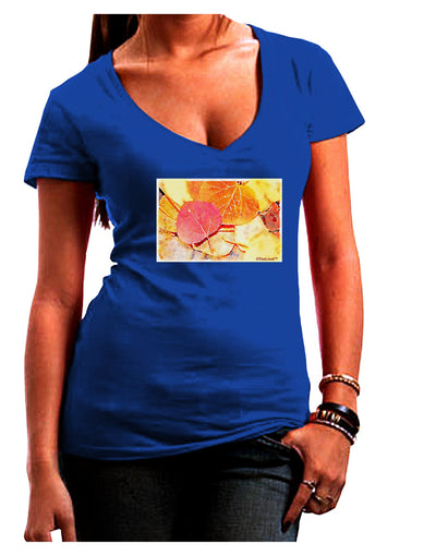 Colorado - Autumn WaterColor Juniors V-Neck Dark T-Shirt-Womens V-Neck T-Shirts-TooLoud-Royal-Blue-Juniors Fitted Small-Davson Sales