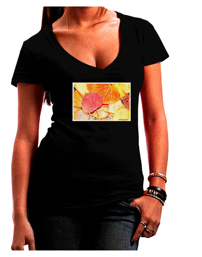 Colorado - Autumn WaterColor Juniors V-Neck Dark T-Shirt-Womens V-Neck T-Shirts-TooLoud-Black-Juniors Fitted Small-Davson Sales