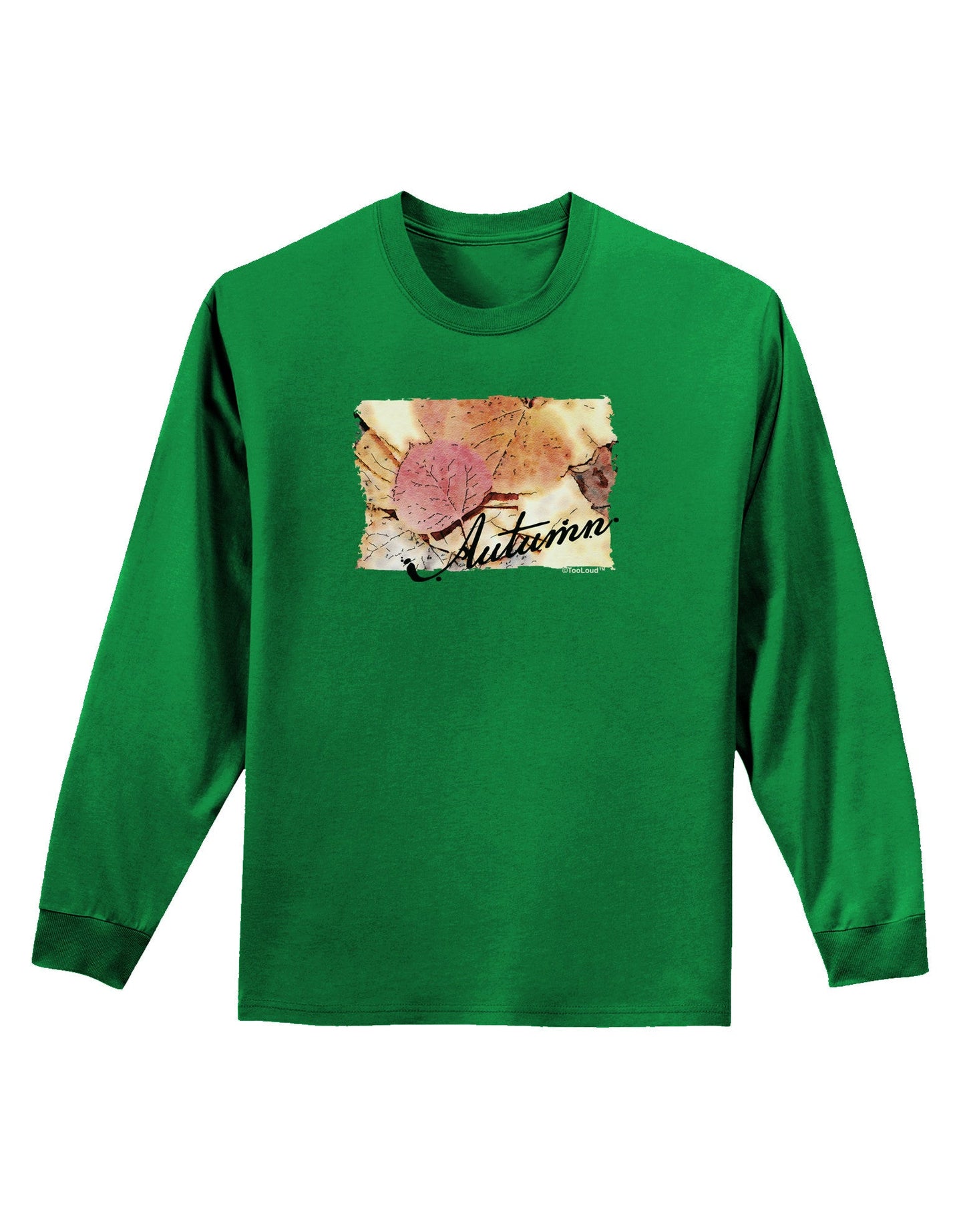 Colorado - Autumn WaterColor Text Adult Long Sleeve Dark T-Shirt-TooLoud-Kelly-Green-Small-Davson Sales