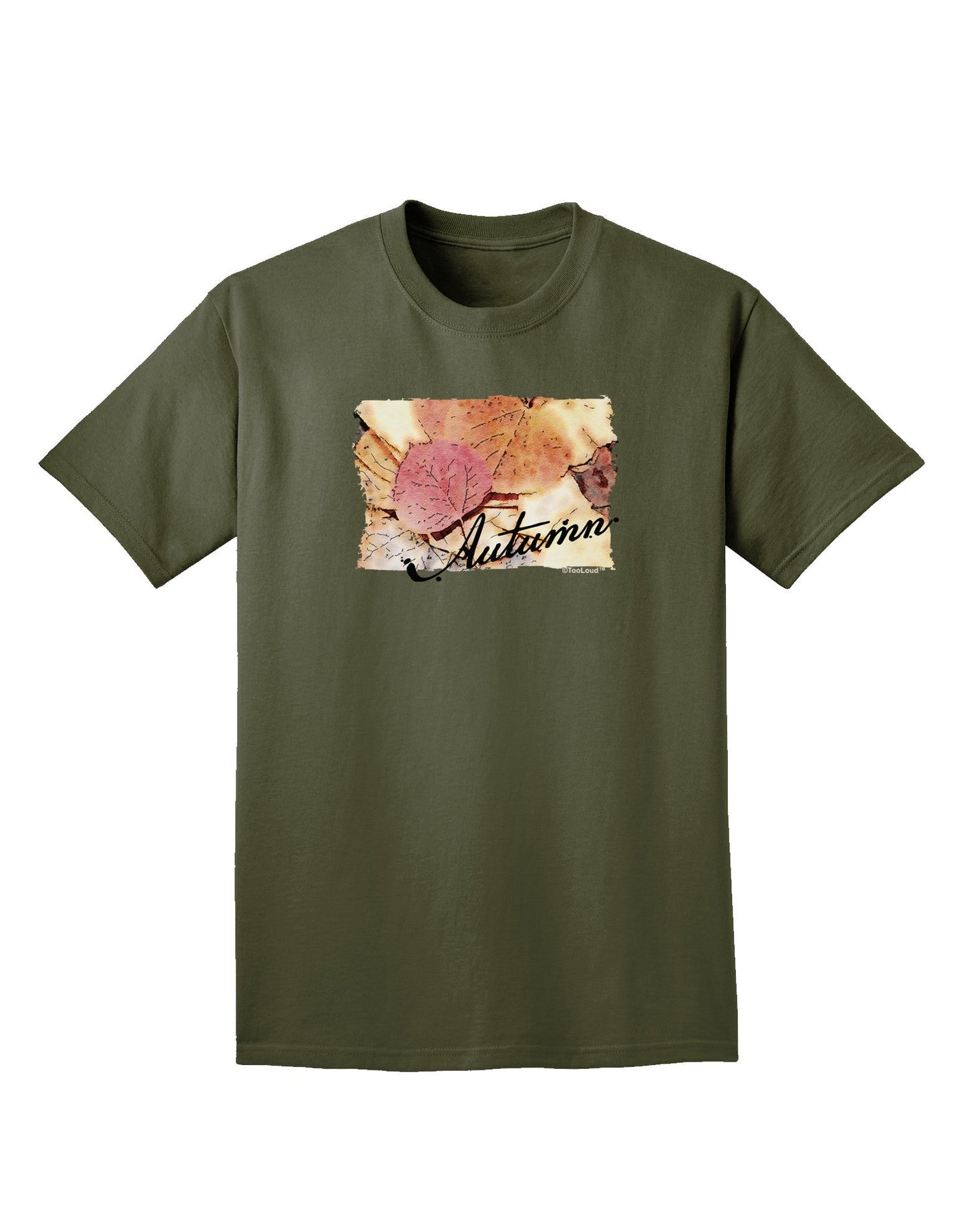 Colorado - Autumn WaterColor Text Adult T-Shirt-Mens T-Shirt-TooLoud-Military-Green-Small-Davson Sales