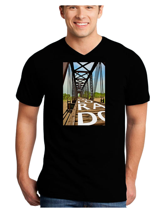 Colorado Bridge Text Adult Dark V-Neck T-Shirt-TooLoud-Black-Small-Davson Sales