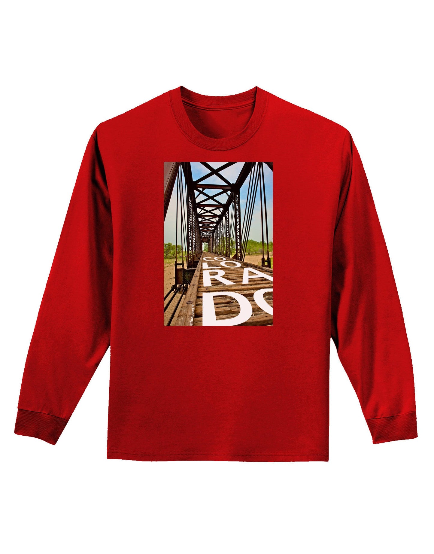 Colorado Bridge Text Adult Long Sleeve Dark T-Shirt-TooLoud-Red-Small-Davson Sales
