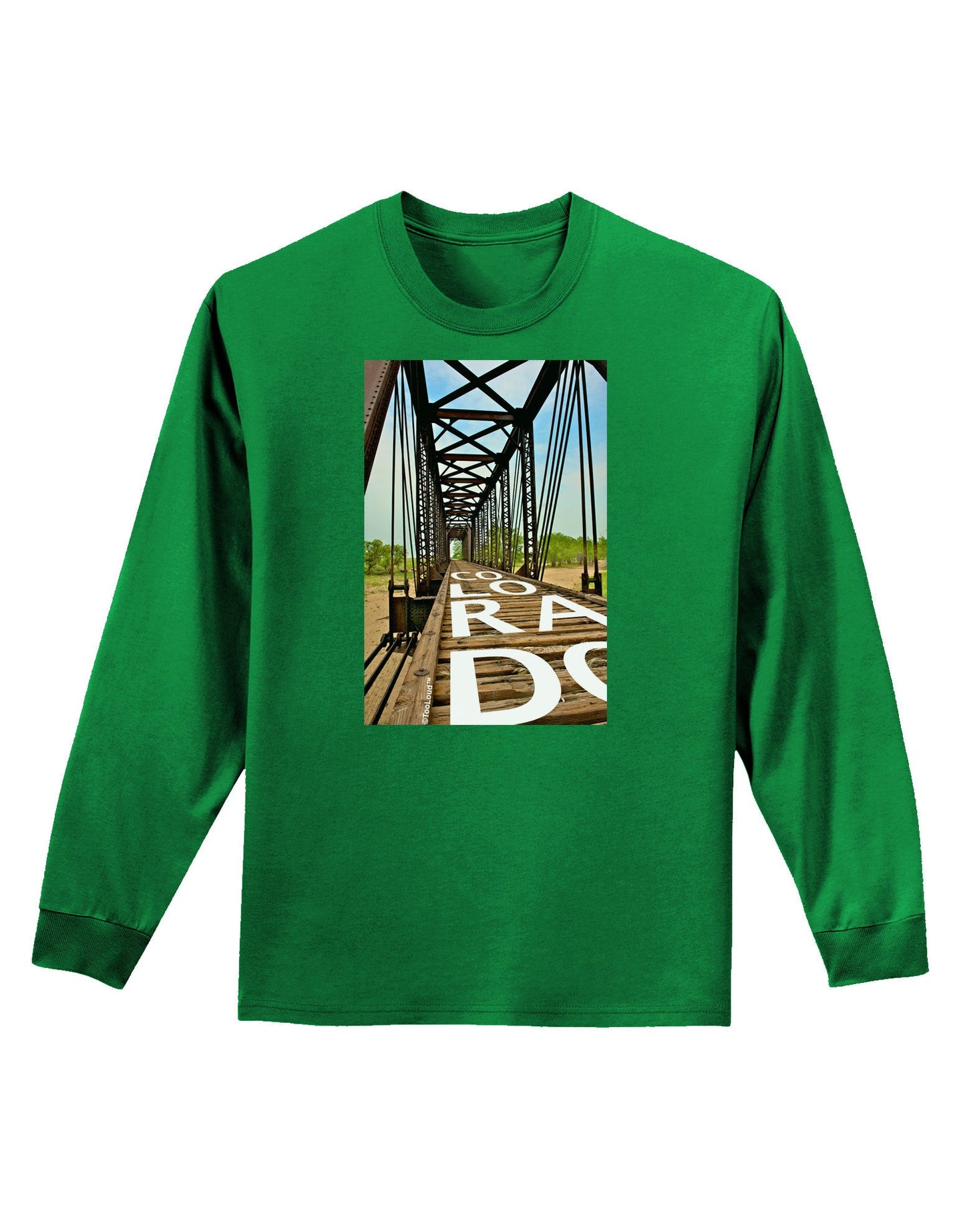 Colorado Bridge Text Adult Long Sleeve Dark T-Shirt-TooLoud-Kelly-Green-Small-Davson Sales