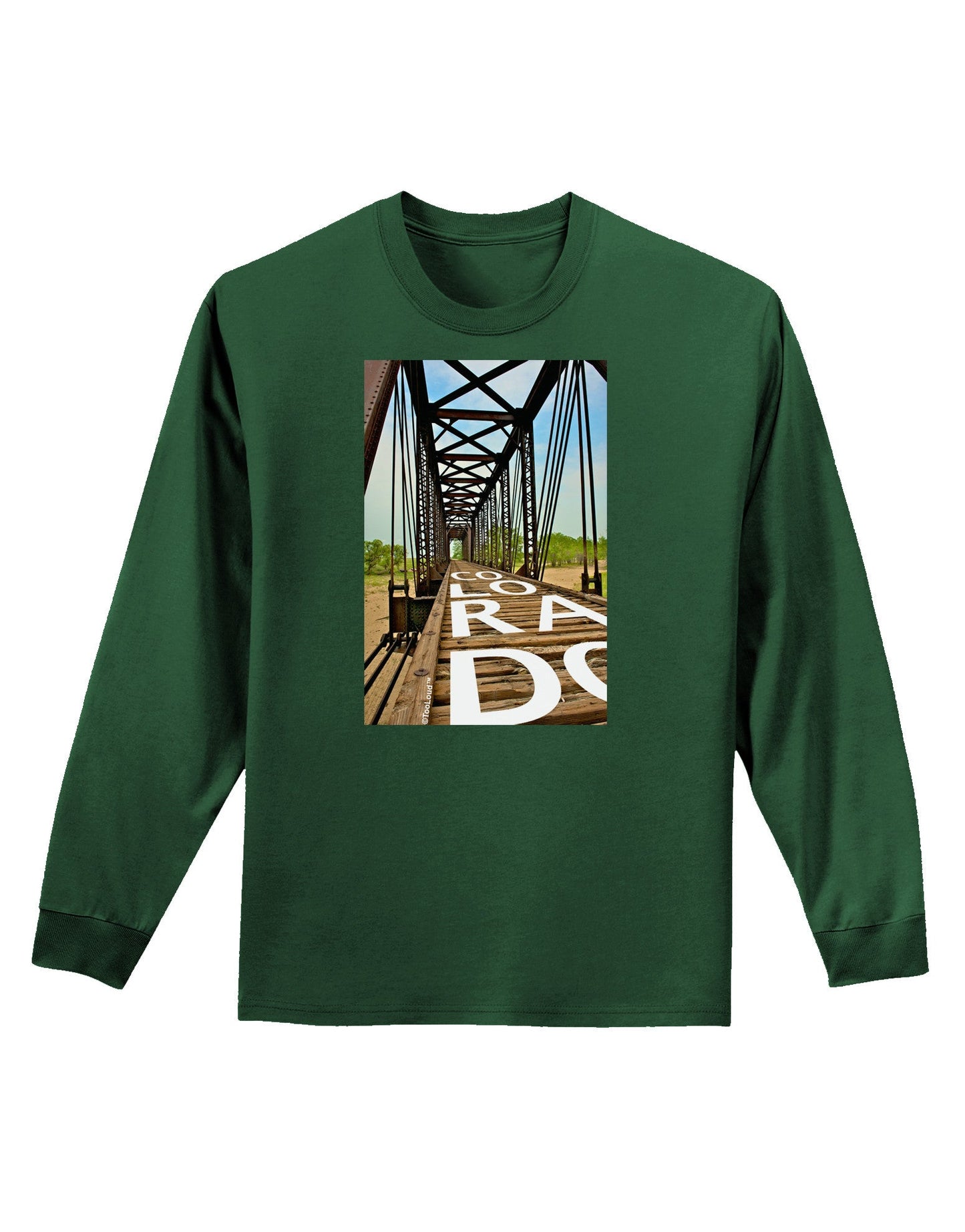 Colorado Bridge Text Adult Long Sleeve Dark T-Shirt-TooLoud-Dark-Green-Small-Davson Sales