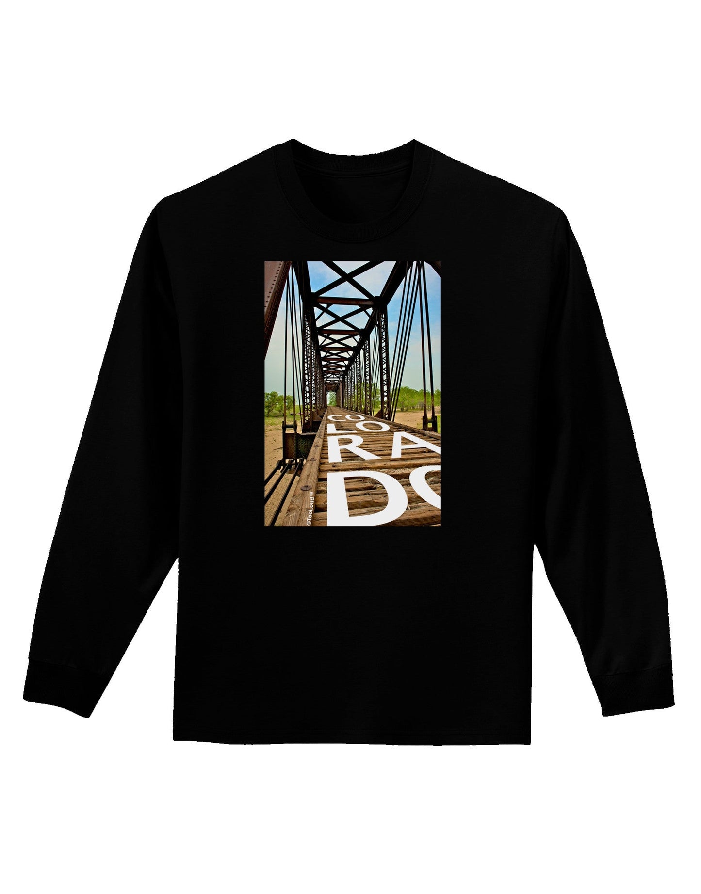 Colorado Bridge Text Adult Long Sleeve Dark T-Shirt-TooLoud-Black-Small-Davson Sales