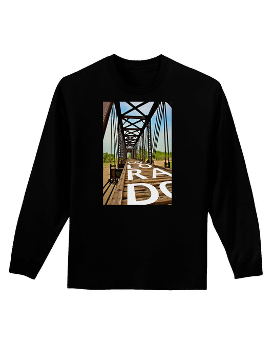 Colorado Bridge Text Adult Long Sleeve Dark T-Shirt-TooLoud-Black-Small-Davson Sales