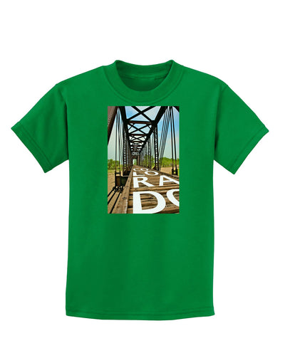 Colorado Bridge Text Childrens Dark T-Shirt-Childrens T-Shirt-TooLoud-Kelly-Green-X-Small-Davson Sales