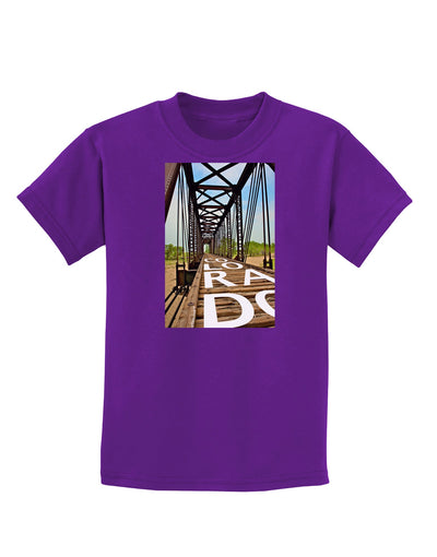 Colorado Bridge Text Childrens Dark T-Shirt-Childrens T-Shirt-TooLoud-Purple-X-Small-Davson Sales