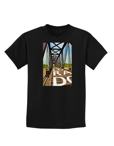 Colorado Bridge Text Childrens Dark T-Shirt-Childrens T-Shirt-TooLoud-Black-X-Small-Davson Sales