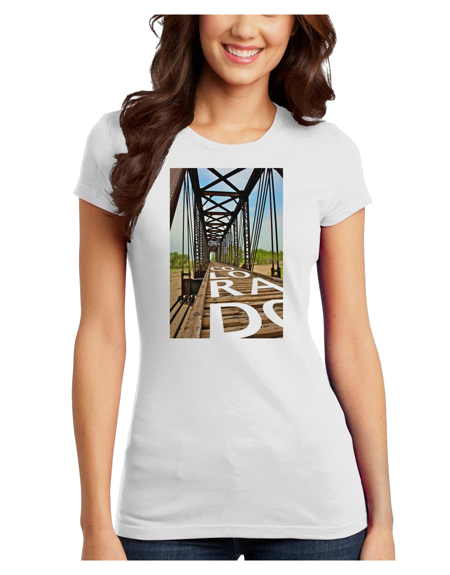 Colorado Bridge Text Juniors T-Shirt-Womens Juniors T-Shirt-TooLoud-White-Juniors Fitted X-Small-Davson Sales