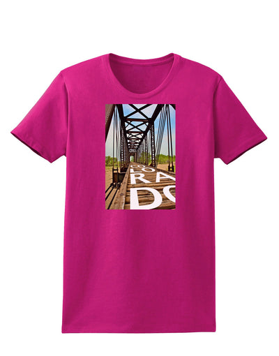 Colorado Bridge Text Womens Dark T-Shirt-TooLoud-Hot-Pink-Small-Davson Sales