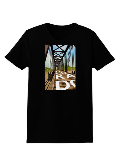 Colorado Bridge Text Womens Dark T-Shirt-TooLoud-Black-X-Small-Davson Sales