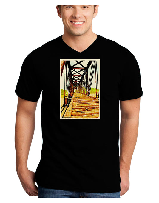 Colorado Bridge Watercolor Adult Dark V-Neck T-Shirt-TooLoud-Black-Small-Davson Sales