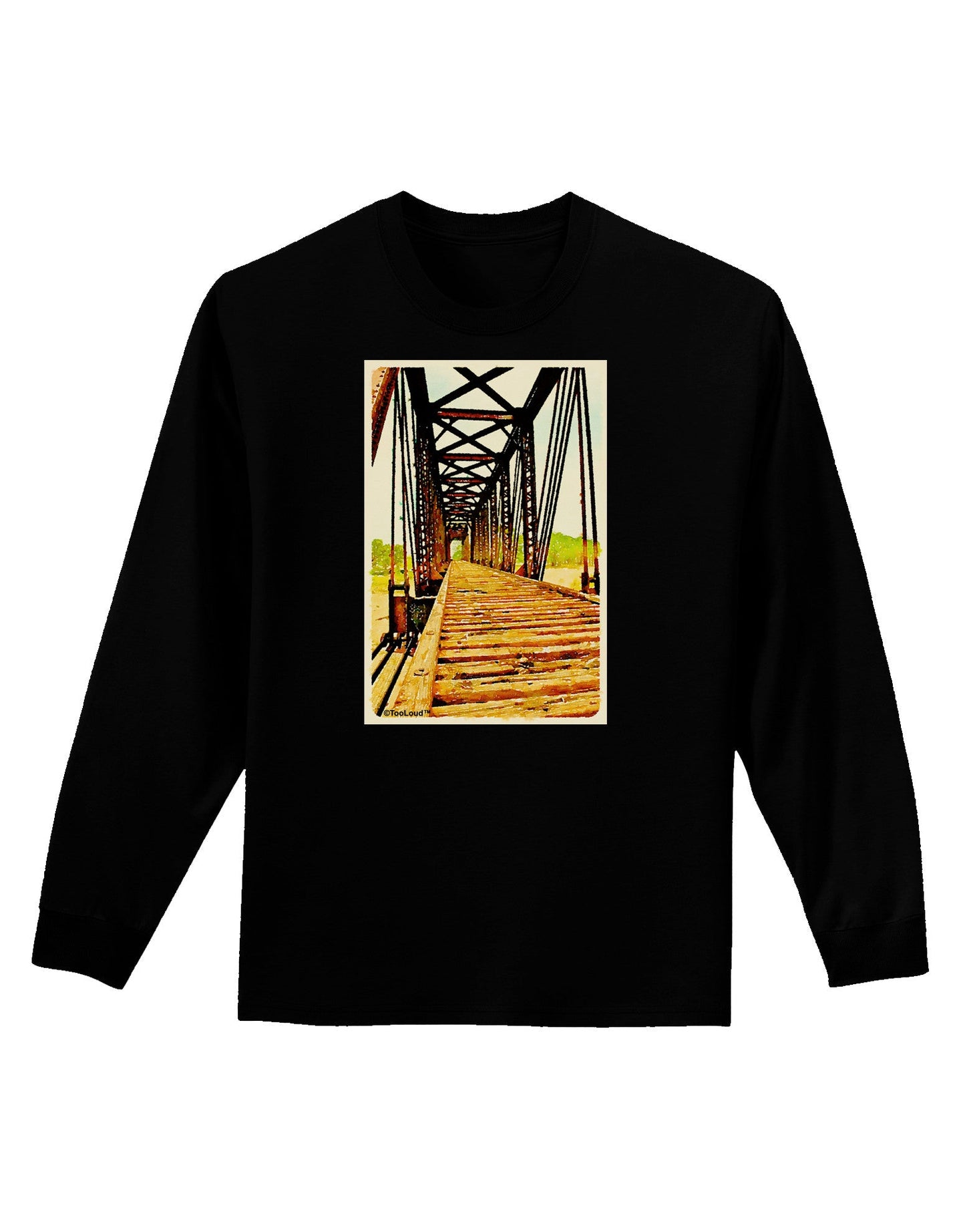 Colorado Bridge Watercolor Adult Long Sleeve Dark T-Shirt-TooLoud-Black-Small-Davson Sales