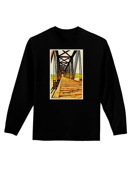 Colorado Bridge Watercolor Adult Long Sleeve Dark T-Shirt-TooLoud-Black-Small-Davson Sales