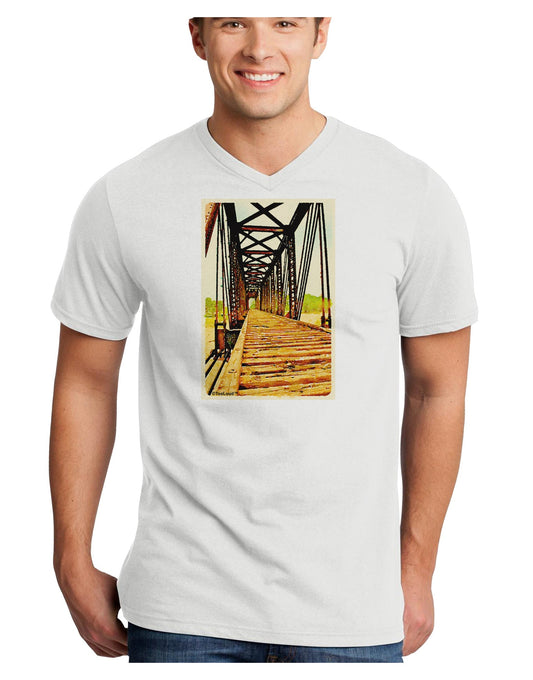 Colorado Bridge Watercolor Adult V-Neck T-shirt-Mens V-Neck T-Shirt-TooLoud-White-Small-Davson Sales