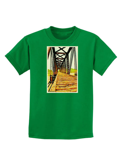 Colorado Bridge Watercolor Childrens Dark T-Shirt-Childrens T-Shirt-TooLoud-Kelly-Green-X-Small-Davson Sales