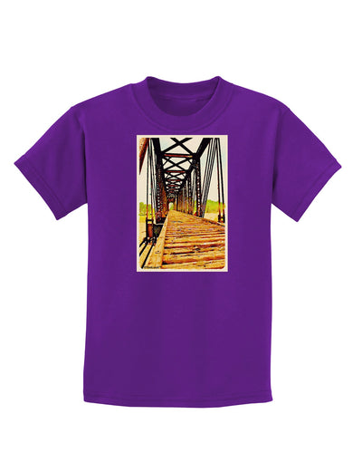 Colorado Bridge Watercolor Childrens Dark T-Shirt-Childrens T-Shirt-TooLoud-Purple-X-Small-Davson Sales