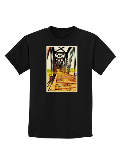 Colorado Bridge Watercolor Childrens Dark T-Shirt-Childrens T-Shirt-TooLoud-Black-X-Small-Davson Sales