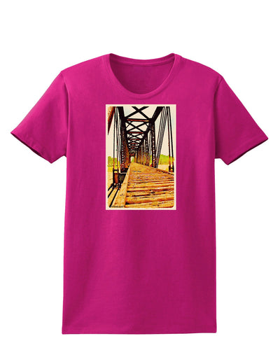 Colorado Bridge Watercolor Womens Dark T-Shirt-TooLoud-Hot-Pink-Small-Davson Sales