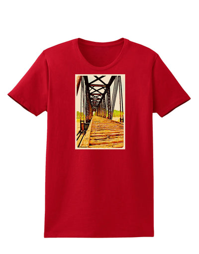 Colorado Bridge Watercolor Womens Dark T-Shirt-TooLoud-Red-X-Small-Davson Sales