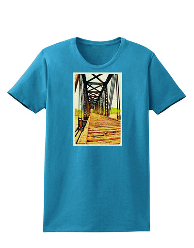 Colorado Bridge Watercolor Womens Dark T-Shirt-TooLoud-Turquoise-X-Small-Davson Sales