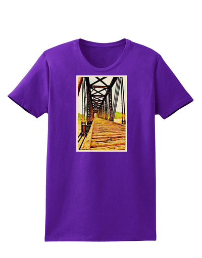 Colorado Bridge Watercolor Womens Dark T-Shirt-TooLoud-Purple-X-Small-Davson Sales