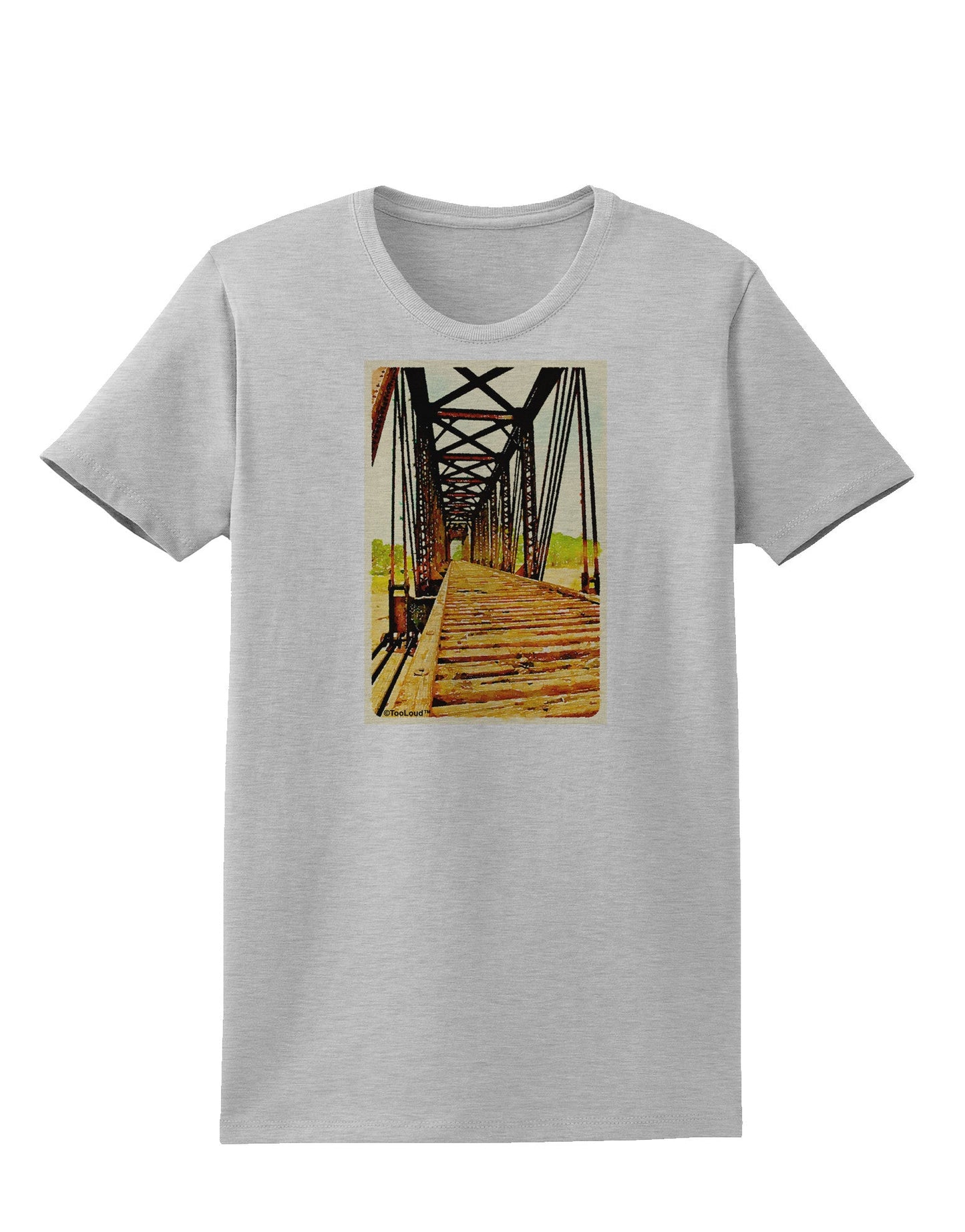 Colorado Bridge Watercolor Womens T-Shirt-Womens T-Shirt-TooLoud-AshGray-X-Small-Davson Sales