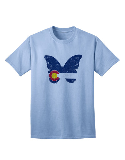 Colorado Butterfly Flag Grunge Adult T-Shirt-Mens T-shirts-TooLoud-Light-Blue-Small-Davson Sales