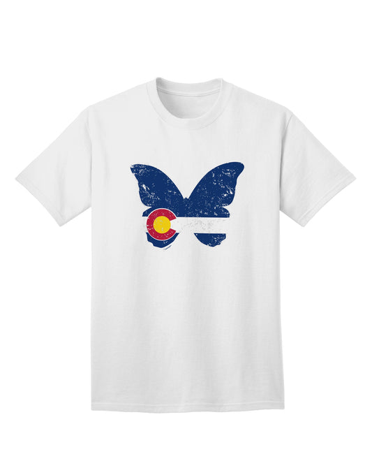 Colorado Butterfly Flag Grunge Adult T-Shirt-Mens T-shirts-TooLoud-White-Small-Davson Sales