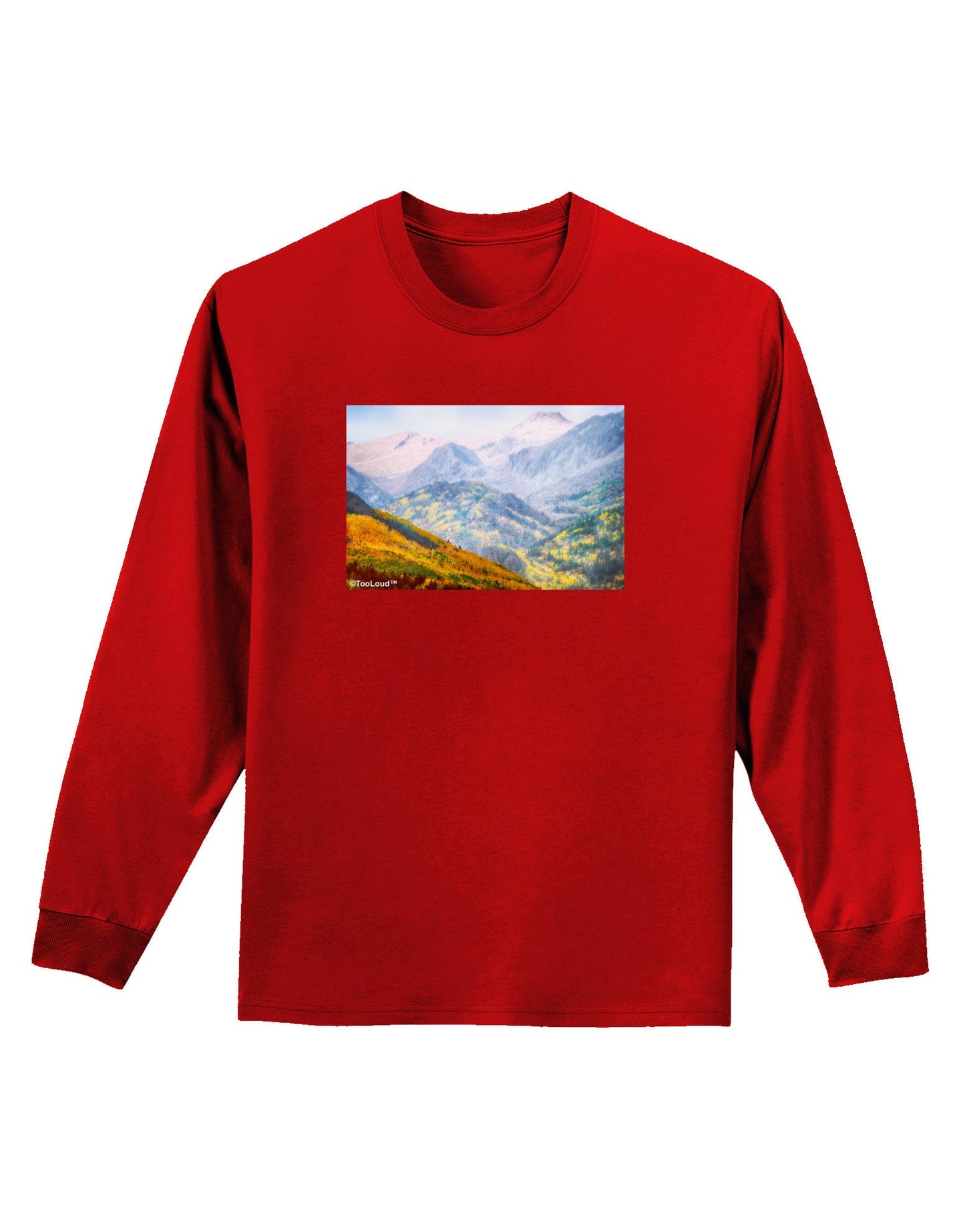 Colorado Fog Mountains Adult Long Sleeve Dark T-Shirt-TooLoud-Red-Small-Davson Sales
