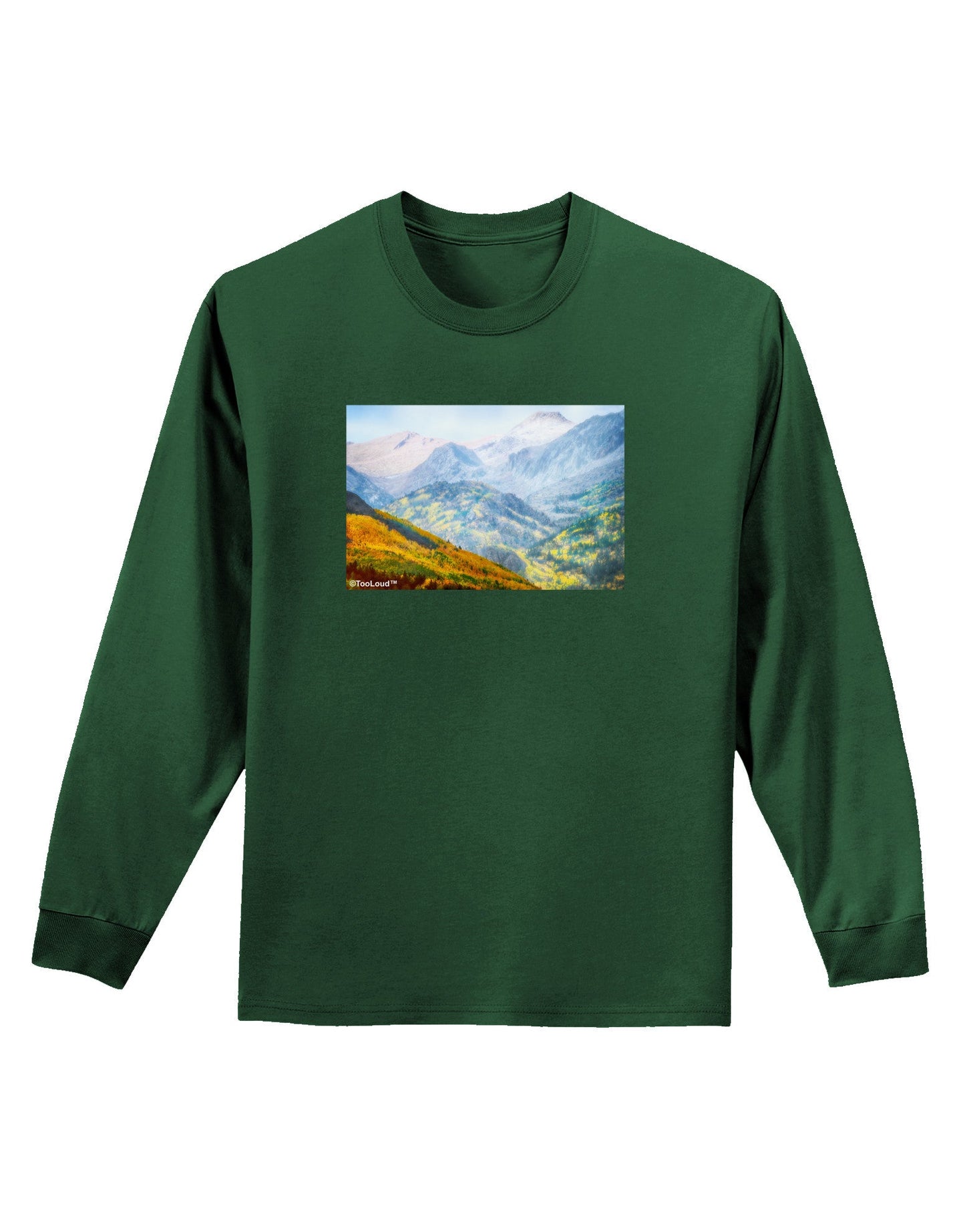 Colorado Fog Mountains Adult Long Sleeve Dark T-Shirt-TooLoud-Dark-Green-Small-Davson Sales
