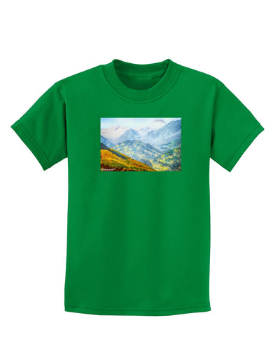 Colorado Fog Mountains Childrens Dark T-Shirt-Childrens T-Shirt-TooLoud-Kelly-Green-X-Small-Davson Sales