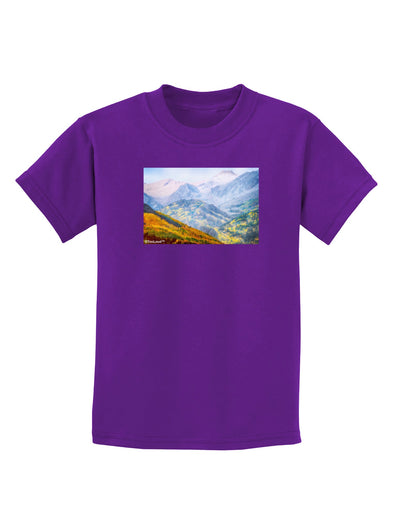 Colorado Fog Mountains Childrens Dark T-Shirt-Childrens T-Shirt-TooLoud-Purple-X-Small-Davson Sales
