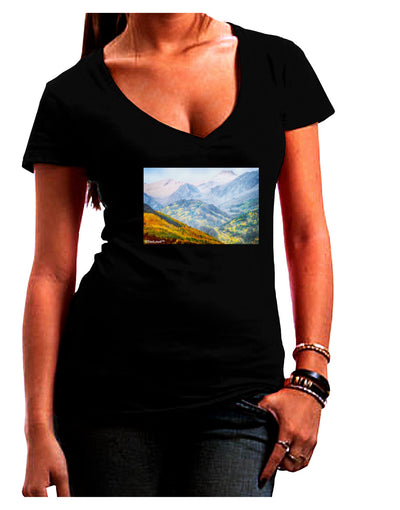 Colorado Fog Mountains Juniors V-Neck Dark T-Shirt-Womens V-Neck T-Shirts-TooLoud-Black-Juniors Fitted Small-Davson Sales