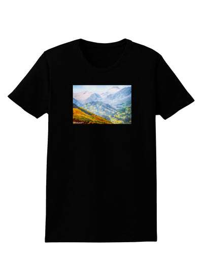 Colorado Fog Mountains Womens Dark T-Shirt-TooLoud-Black-X-Small-Davson Sales