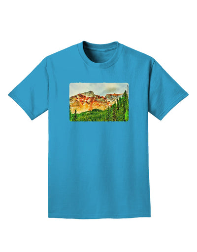 Colorado Forrest Watercolor Adult Dark T-Shirt-Mens T-Shirt-TooLoud-Turquoise-Small-Davson Sales