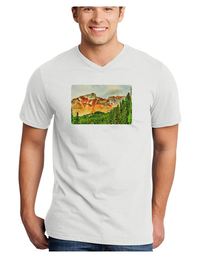 Colorado Forrest Watercolor Adult V-Neck T-shirt-Mens V-Neck T-Shirt-TooLoud-White-Small-Davson Sales