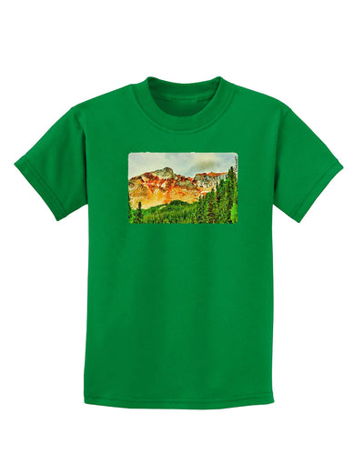 Colorado Forrest Watercolor Childrens Dark T-Shirt-Childrens T-Shirt-TooLoud-Kelly-Green-X-Small-Davson Sales