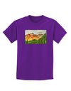 Colorado Forrest Watercolor Childrens Dark T-Shirt-Childrens T-Shirt-TooLoud-Purple-X-Small-Davson Sales