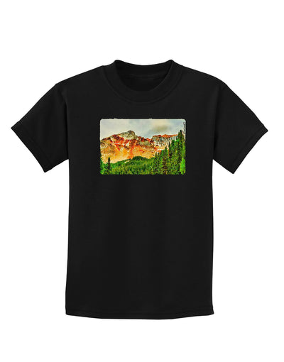 Colorado Forrest Watercolor Childrens Dark T-Shirt-Childrens T-Shirt-TooLoud-Black-X-Small-Davson Sales