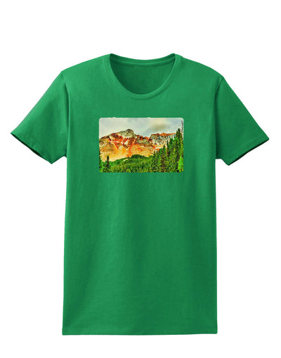 Colorado Forrest Watercolor Womens Dark T-Shirt-TooLoud-Kelly-Green-X-Small-Davson Sales