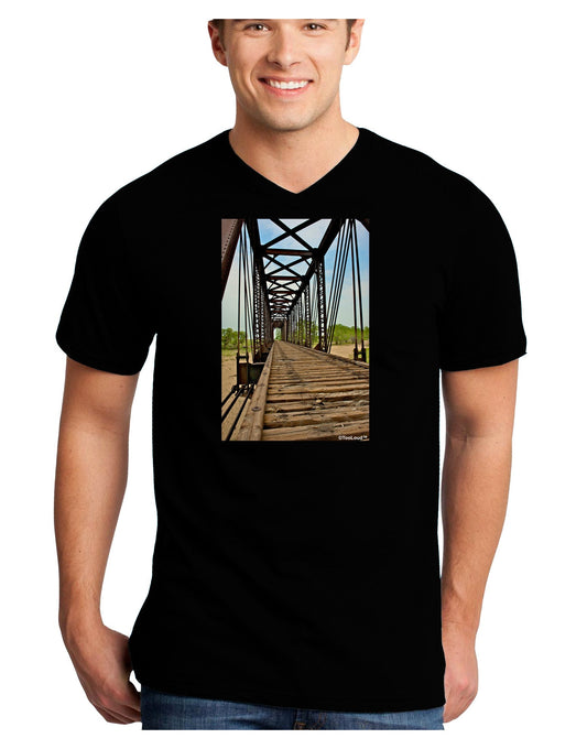 Colorado Landscape Bridge Adult Dark V-Neck T-Shirt-TooLoud-Black-Small-Davson Sales