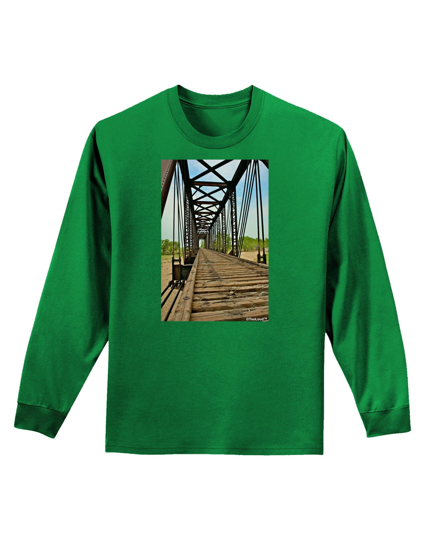 Colorado Landscape Bridge Adult Long Sleeve Dark T-Shirt-TooLoud-Kelly-Green-Small-Davson Sales
