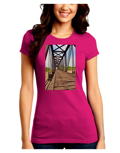 Colorado Landscape Bridge Juniors Crew Dark T-Shirt-T-Shirts Juniors Tops-TooLoud-Hot-Pink-Juniors Fitted Small-Davson Sales