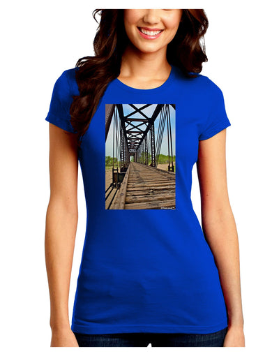 Colorado Landscape Bridge Juniors Crew Dark T-Shirt-T-Shirts Juniors Tops-TooLoud-Royal-Blue-Juniors Fitted Small-Davson Sales