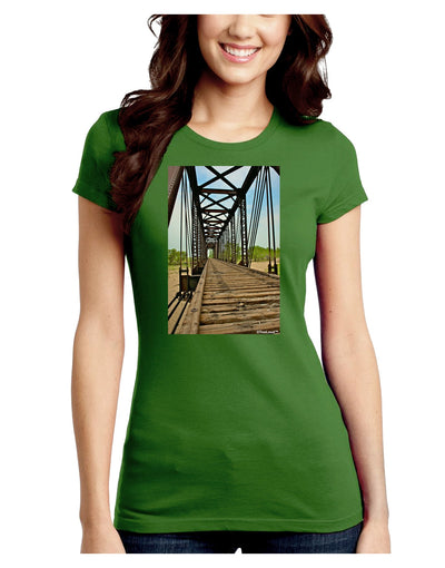 Colorado Landscape Bridge Juniors Crew Dark T-Shirt-T-Shirts Juniors Tops-TooLoud-Kiwi-Green-Juniors Fitted Small-Davson Sales