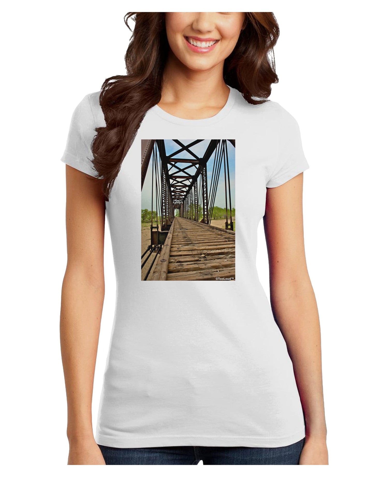 Colorado Landscape Bridge Juniors T-Shirt-Womens Juniors T-Shirt-TooLoud-White-Juniors Fitted X-Small-Davson Sales